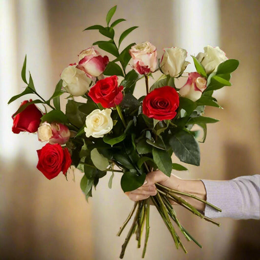 Assorted Roses Bouquet - Vibrant Blooms Collection - Assorted roses bouquet - Flower Shop in Hollywood