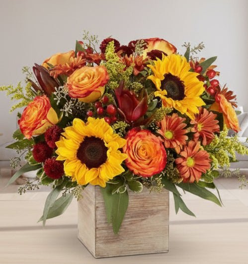 Autumn Flower Wood Box - Flower Shop in HollywoodFloral arangement