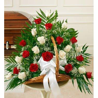 Basket Red & White - Flower ChoiceFuneral Flowers