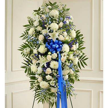 Blue & White Standing Spray - Flower Shop in Hollywood