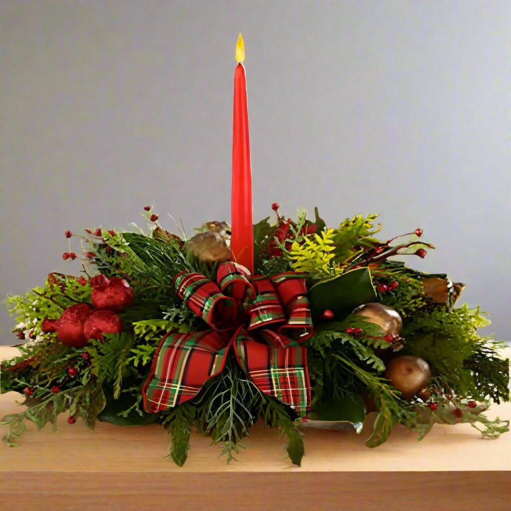 Christmas centerpiece with candle - Flower Shop in HollywoodChristmas Centerpiece