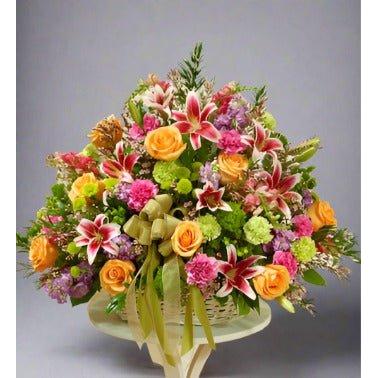 Colorful Sympathy Basket - Flower ChoiceFuneral Flowers