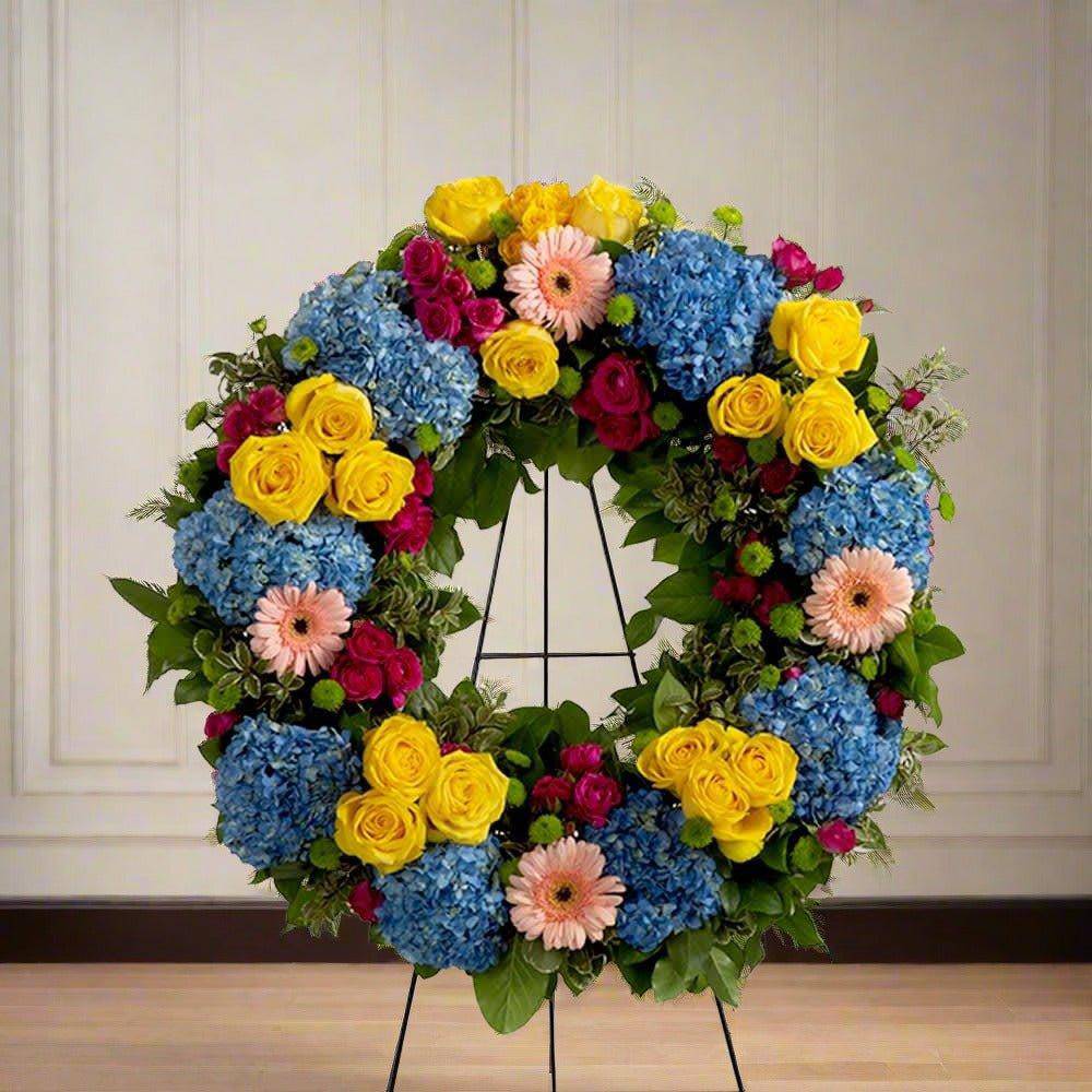 Colorful sympathy Wreath - Flower Shop in HollywoodFuneral Flowers