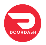 Doordash logo in a red circle