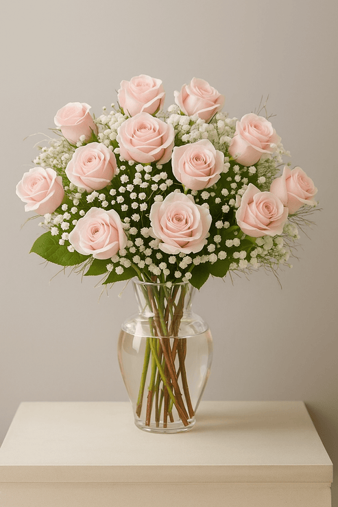 Light Pink Roses Bouquet - Romantic Blooms – Flower Shop in Hollywood