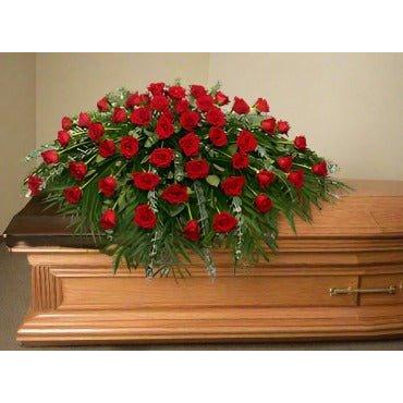 Red Casket Spray - Flower ChoiceFuneral Flowers