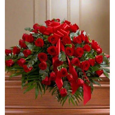 Red Rose Half Casket Cover - Flower ChoiceFuneral Flowers