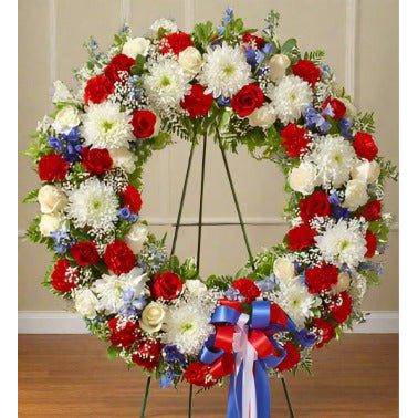 Red, White & Blue Standing Wreath - Flower Shop in HollywoodStanding Spray