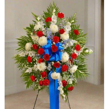 Red, White & Blue Sympathy - Flower ChoiceStanding Spray