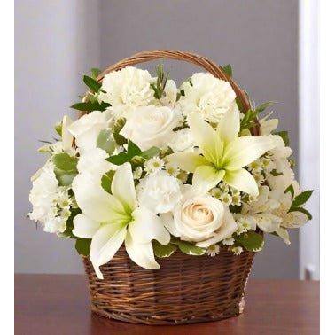 Sympathy Basket All White - Flower ChoiceFuneral Flowers