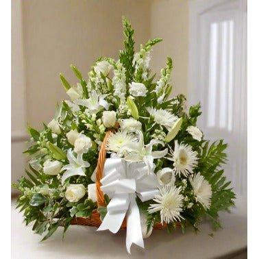 Sympathy Basket White - Flower ChoiceFuneral Flowers