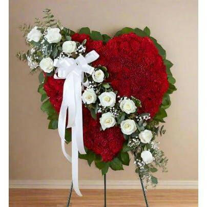 White and Red Standing Heart - Flower Shop in Hollywood