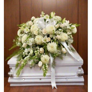 White Half Casket Cover - Flower ChoiceFuneral Flowers